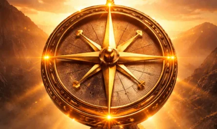 Ein symbolisches Leadership-Bild im Hochformat zeigt einen großen, goldenen Kompass, der auf einem felsigen Berggipfel steht. Der Kompass leuchtet intensiv und strahlt warmes, goldenes Licht aus, während im Hintergrund eine dramatische Berglandschaft im Sonnenaufgang zu sehen ist. Die Lichtstrahlen des Kompasses scheinen Orientierung und Klarheit zu symbolisieren. Über dem Kompass steht der Titel „Der Konsequenzen-Kompass“. Darunter befindet sich der Untertitel „Verantwortung radikal zu Ende zu denken“. In der oberen rechten Ecke ist das Logo „Stephan A. Davis – manage it together“ zu sehen. Das Bild vermittelt Themen wie Führung, Orientierung, Verantwortung und Weitblick. Der leuchtende Kompass steht symbolisch für bewusste Entscheidungen und die Fähigkeit, Konsequenzen im Voraus zu bedenken.